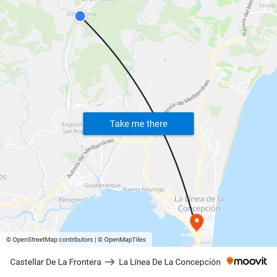 Castellar De La Frontera to La Línea De La Concepción map