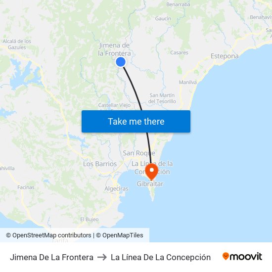 Jimena De La Frontera to La Línea De La Concepción map