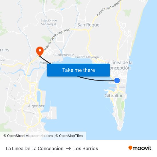 La Línea De La Concepción to Los Barrios map