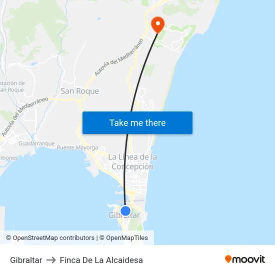 Gibraltar to Finca De La Alcaidesa map
