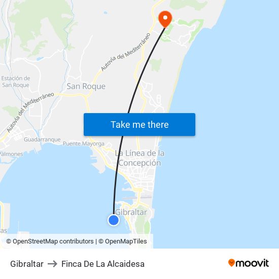 Gibraltar to Finca De La Alcaidesa map
