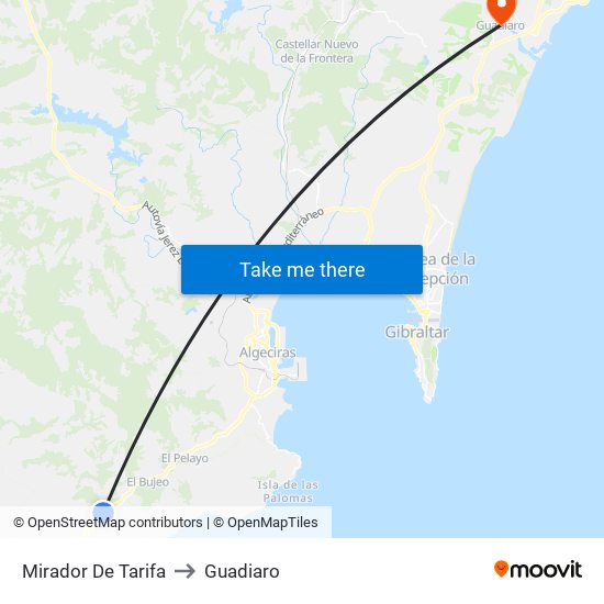 Mirador De Tarifa to Guadiaro map