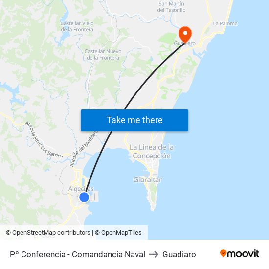 Pº Conferencia - Comandancia Naval to Guadiaro map
