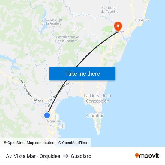 Av. Vista Mar - Orquídea to Guadiaro map