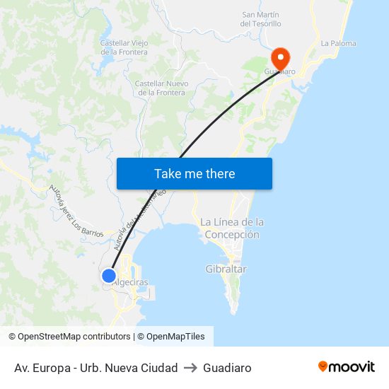 Av. Europa - Urb. Nueva Ciudad to Guadiaro map