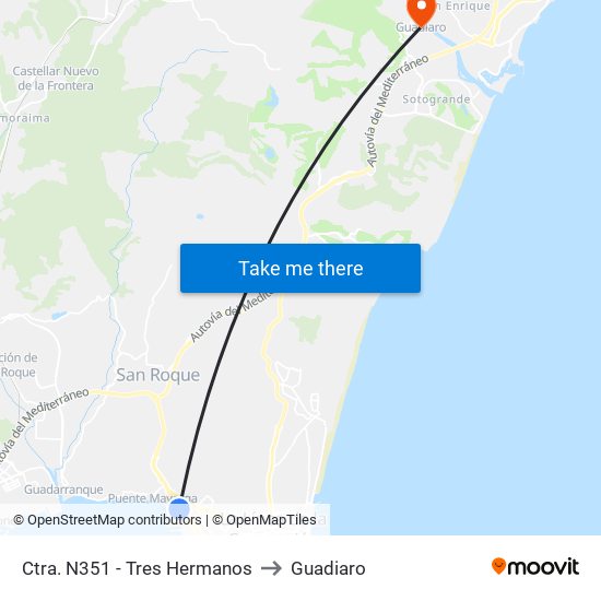 Ctra. N351 - Tres Hermanos to Guadiaro map