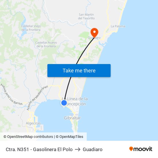 Ctra. N351 - Gasolinera El Polo to Guadiaro map