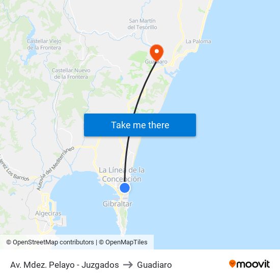 Av. Mdez. Pelayo - Juzgados to Guadiaro map