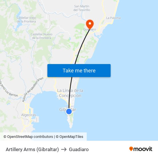Artillery Arms (Gibraltar) to Guadiaro map
