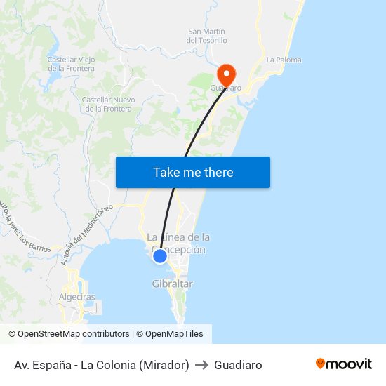 Av. España - La Colonia (Mirador) to Guadiaro map