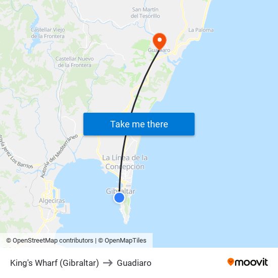 King's Wharf (Gibraltar) to Guadiaro map