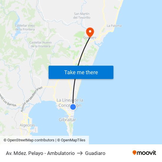 Av. Mdez. Pelayo - Ambulatorio to Guadiaro map
