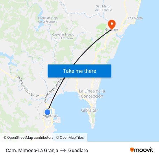 Cam. Mimosa-La Granja to Guadiaro map