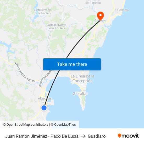 Juan Ramón Jiménez - Paco De Lucía to Guadiaro map