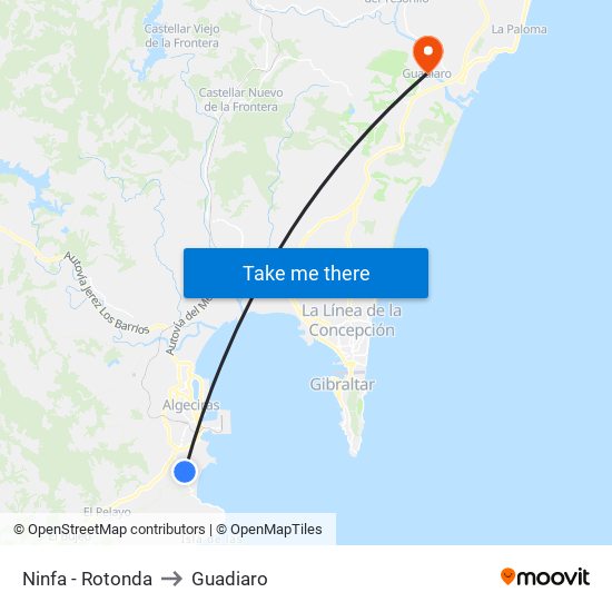 Ninfa - Rotonda to Guadiaro map