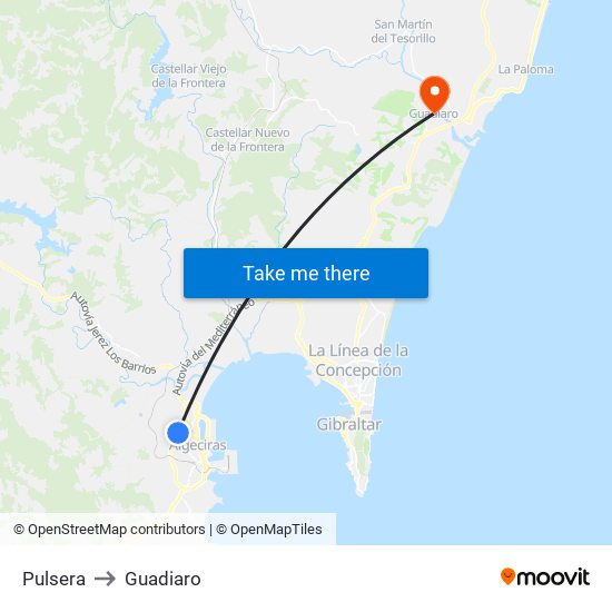 Pulsera to Guadiaro map