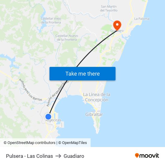 Pulsera to Guadiaro map