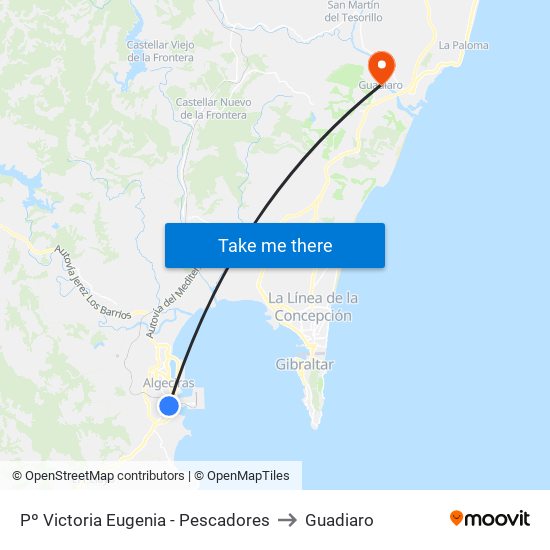 Pº Victoria Eugenia - Pescadores to Guadiaro map