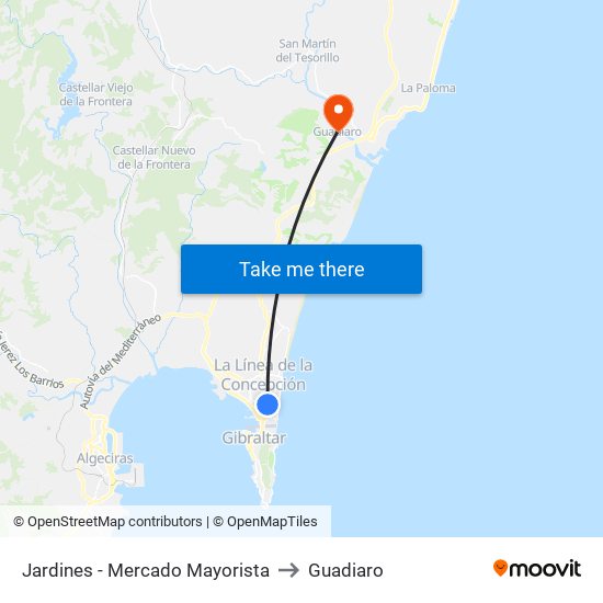 Jardines - Mercado Mayorista to Guadiaro map