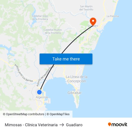 Mimosas - Clínica Veterinaria to Guadiaro map