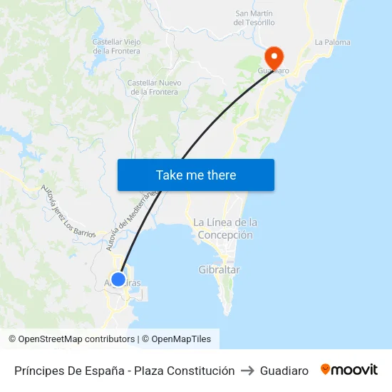 Príncipes De España - Plaza Constitución to Guadiaro map