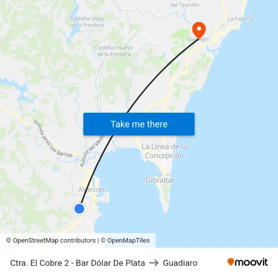 Ctra. El Cobre 2 - Bar Dólar De Plata to Guadiaro map