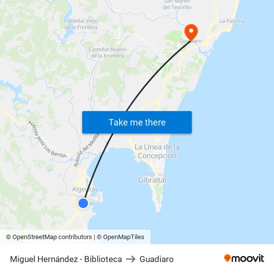 Miguel Hernández - Biblioteca to Guadiaro map