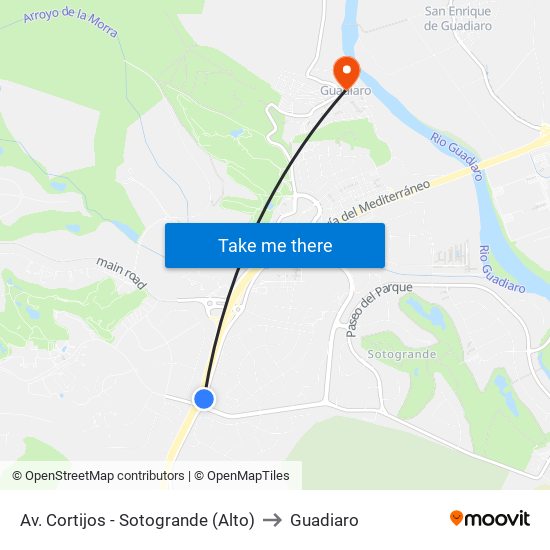 Av. Cortijos - Sotogrande (Alto) to Guadiaro map