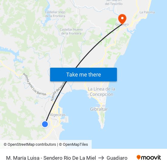 M. María Luisa - Sendero Río De La Miel to Guadiaro map