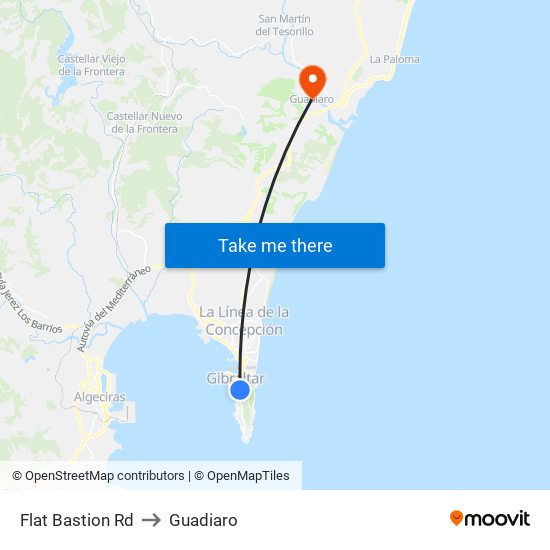 Flat Bastion Rd to Guadiaro map