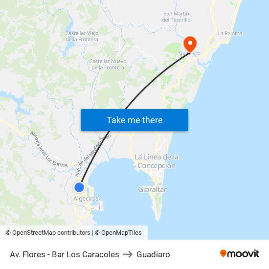 Av. Flores - Bar Los Caracoles to Guadiaro map