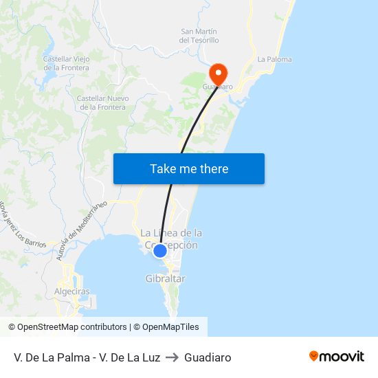 V. De La Palma - V. De La Luz to Guadiaro map