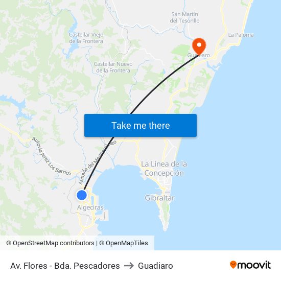 Av. Flores - Bda. Pescadores to Guadiaro map