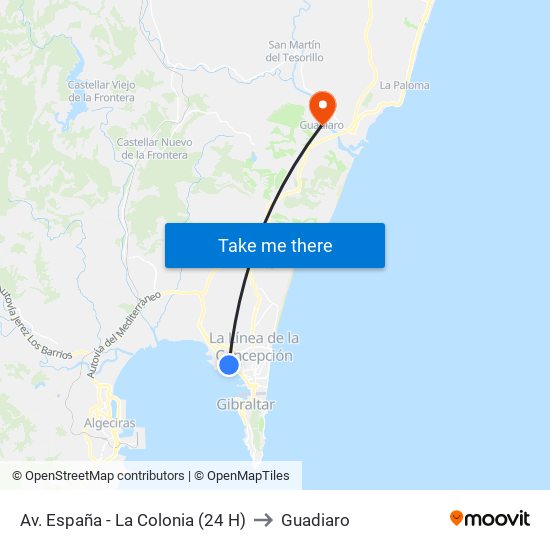 Av. España - La Colonia (24 H) to Guadiaro map