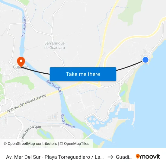 Av. Mar Del Sur - Playa Torreguadiaro / Las Torretas to Guadiaro map