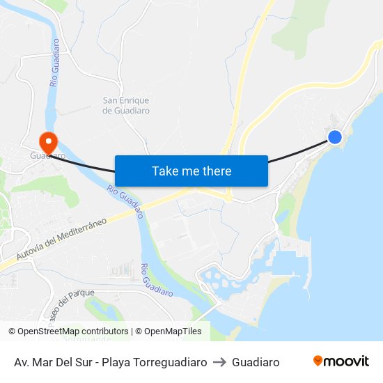 Av. Mar Del Sur - Playa Torreguadiaro to Guadiaro map