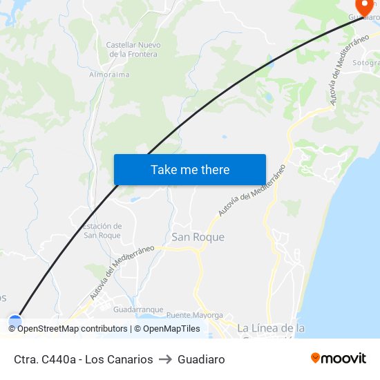 Ctra. C440a - Los Canarios to Guadiaro map