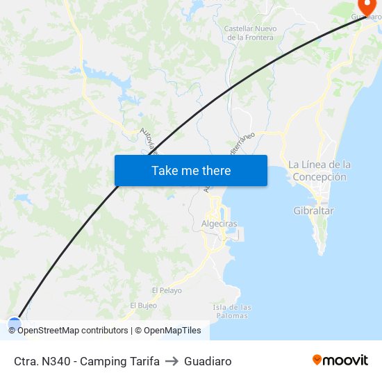 Ctra. N340 - Camping Tarifa to Guadiaro map