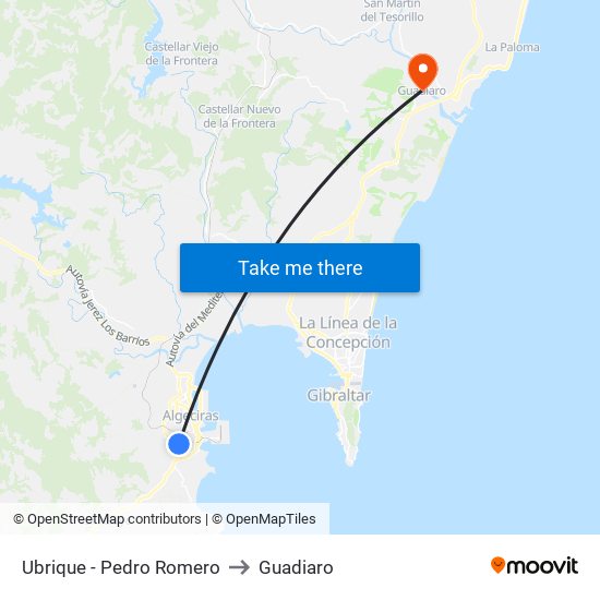 Ubrique - Pedro Romero to Guadiaro map