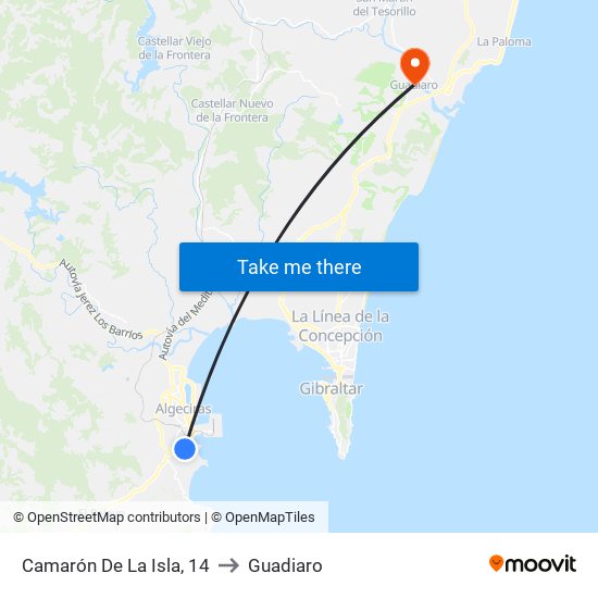 Camarón De La Isla, 14 to Guadiaro map