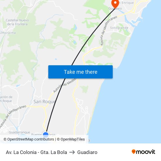 Av. La Colonia - Gta. La Bola to Guadiaro map