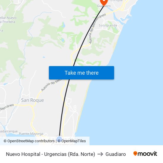 Nuevo Hospital - Urgencias (Rda. Norte) to Guadiaro map