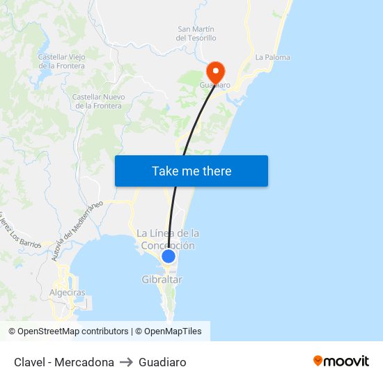 Clavel - Mercadona to Guadiaro map