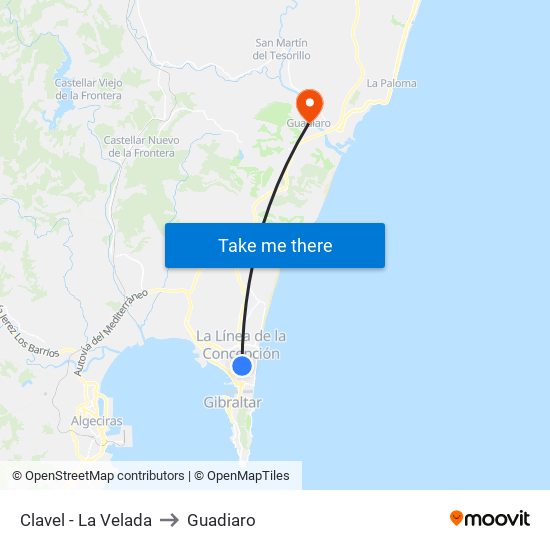 Clavel - La Velada to Guadiaro map