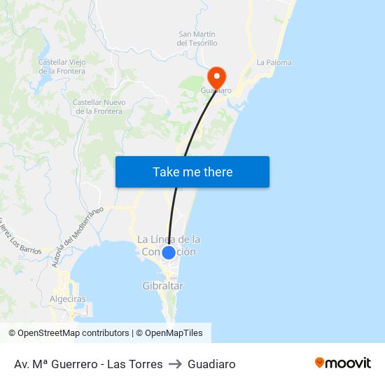 Av. Mª Guerrero - Las Torres to Guadiaro map