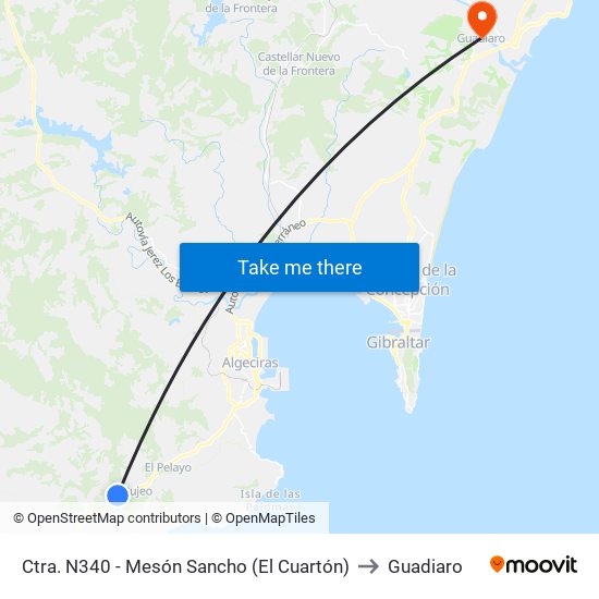 Ctra. N340 - Mesón Sancho (El Cuartón) to Guadiaro map