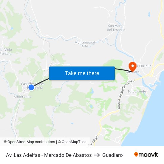 Av. Las Adelfas - Mercado De Abastos to Guadiaro map