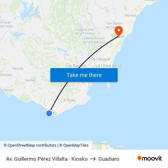 Av. Guillermo Pérez Villalta - Kiosko to Guadiaro map