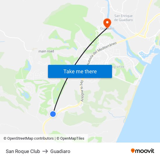 San Roque Club to Guadiaro map