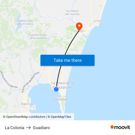 La Colonia to Guadiaro map